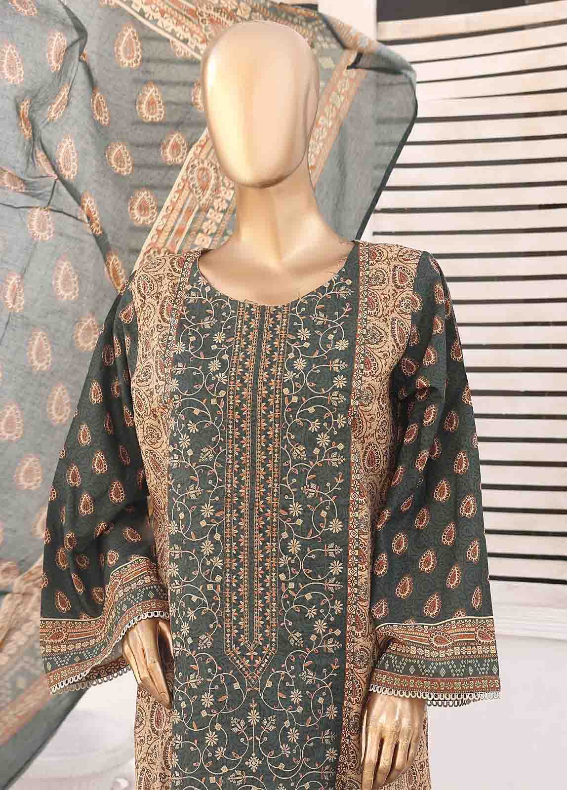 Bin Saeed Fabric - SMEMB-0103- 3 Piece Embroidered Stitched Suit