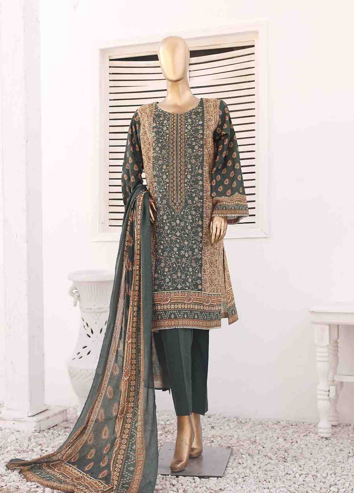 Bin Saeed Fabric - SMEMB-0103- 3 Piece Embroidered Stitched Suit