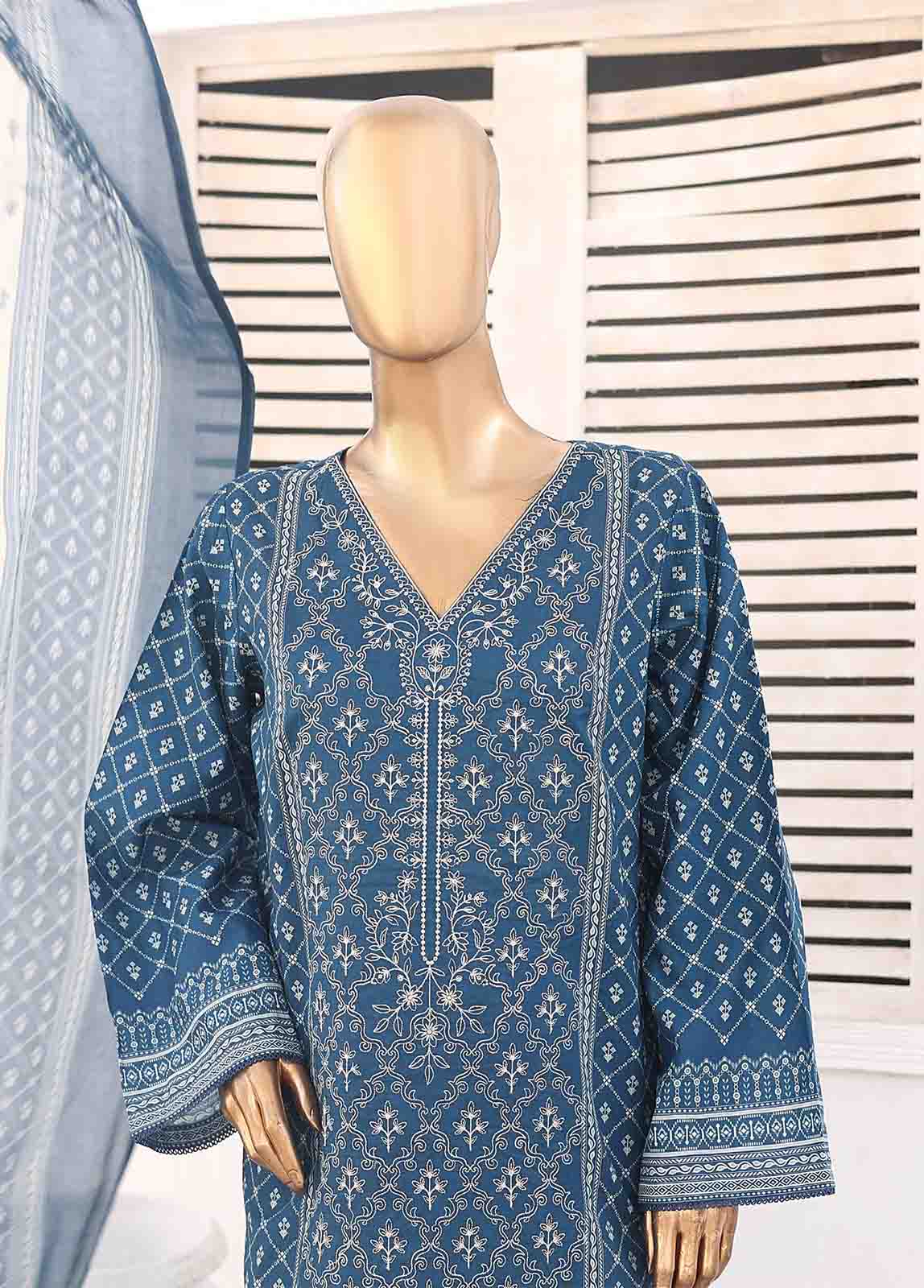 SMEMB-0105- 3 Piece Embroidered Stitched Suit