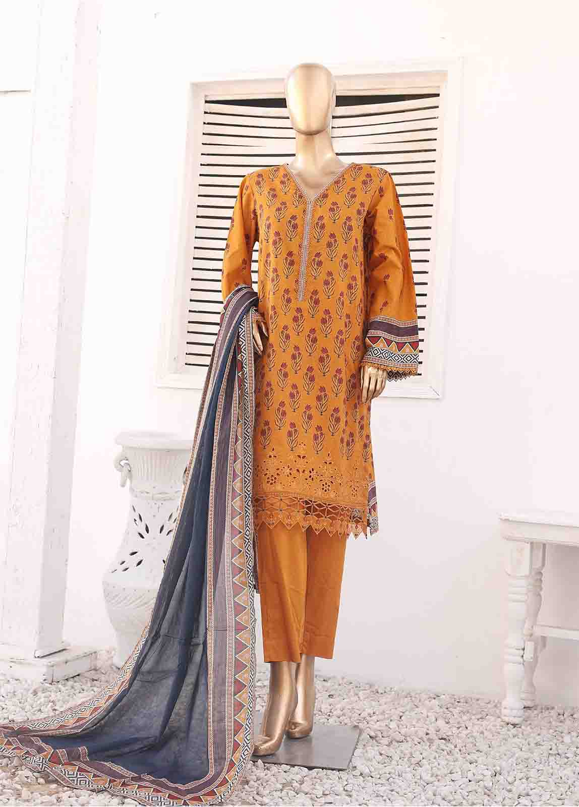 Bin Saeed Fabric - SMEMB-0106- 3 Piece Embroidered Stitched Suit