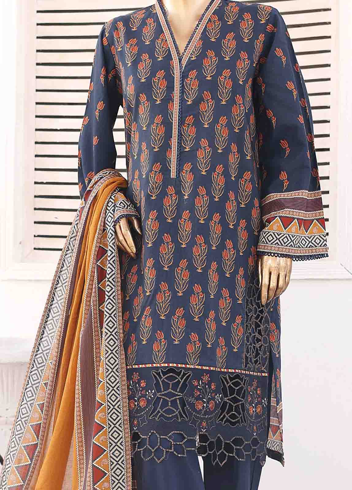 Bin Saeed Fabric - SMEMB-0107- 3 Piece Embroidered Stitched Suit