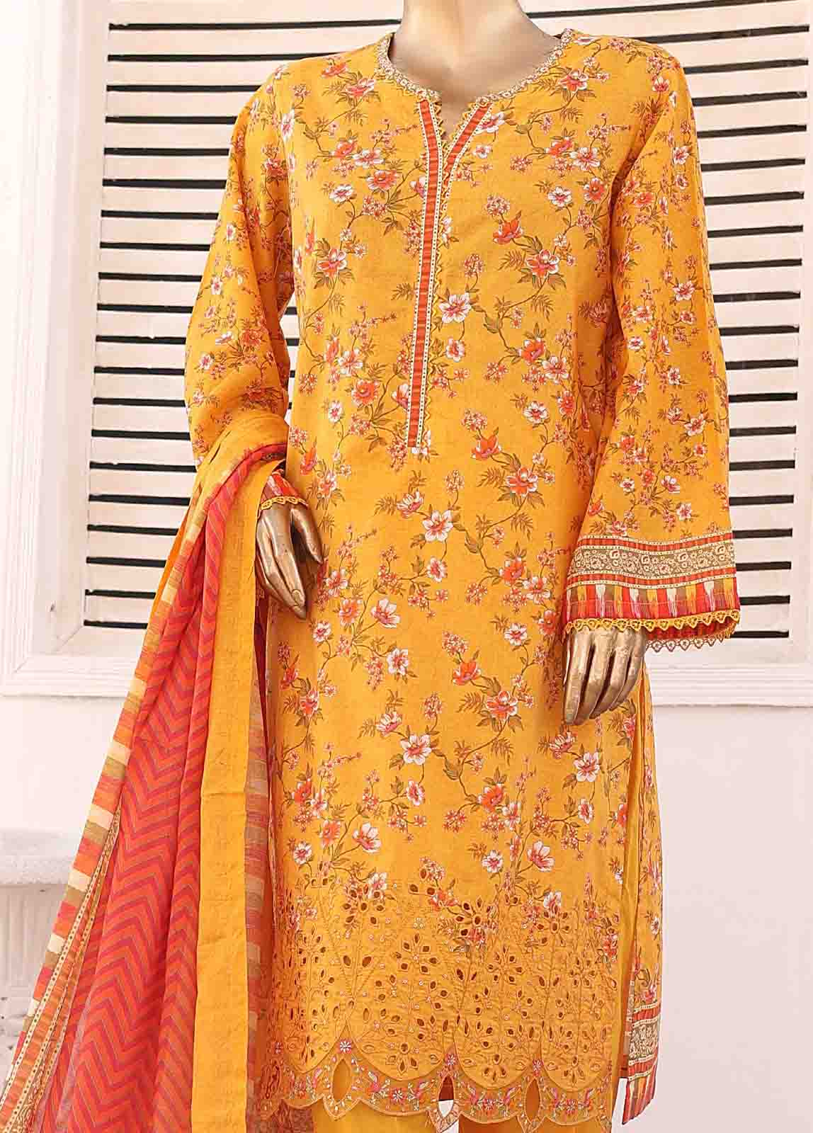 Bin Saeed Fabric - SMEMB-0108- 3 Piece Embroidered Stitched Suit
