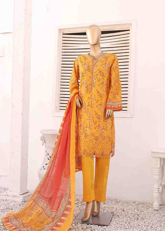 SMEMB-0108- 3 Piece Embroidered Stitched Suit