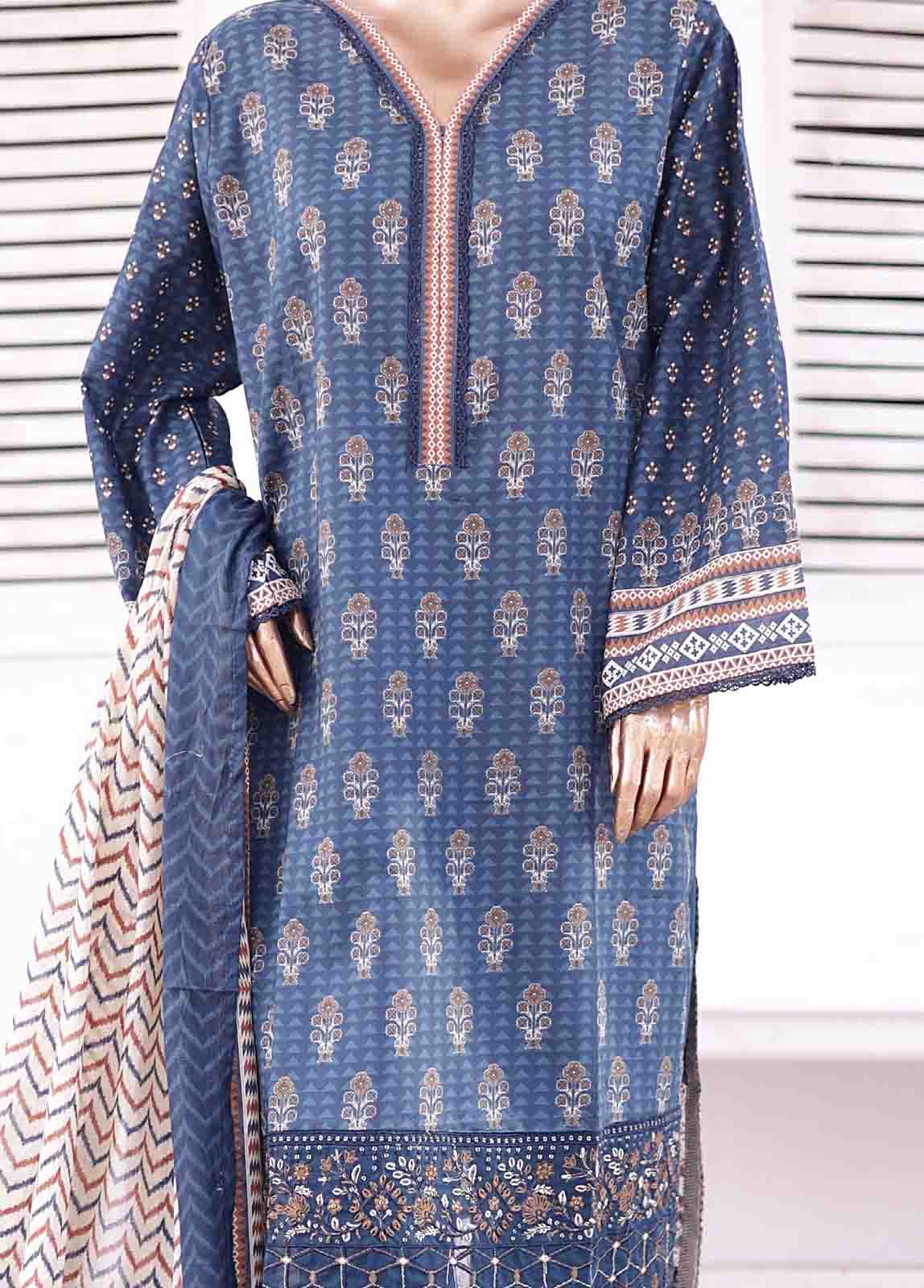 Bin Saeed Fabric - SMEMB-011- 3 Piece Embroidered Stitched Suit