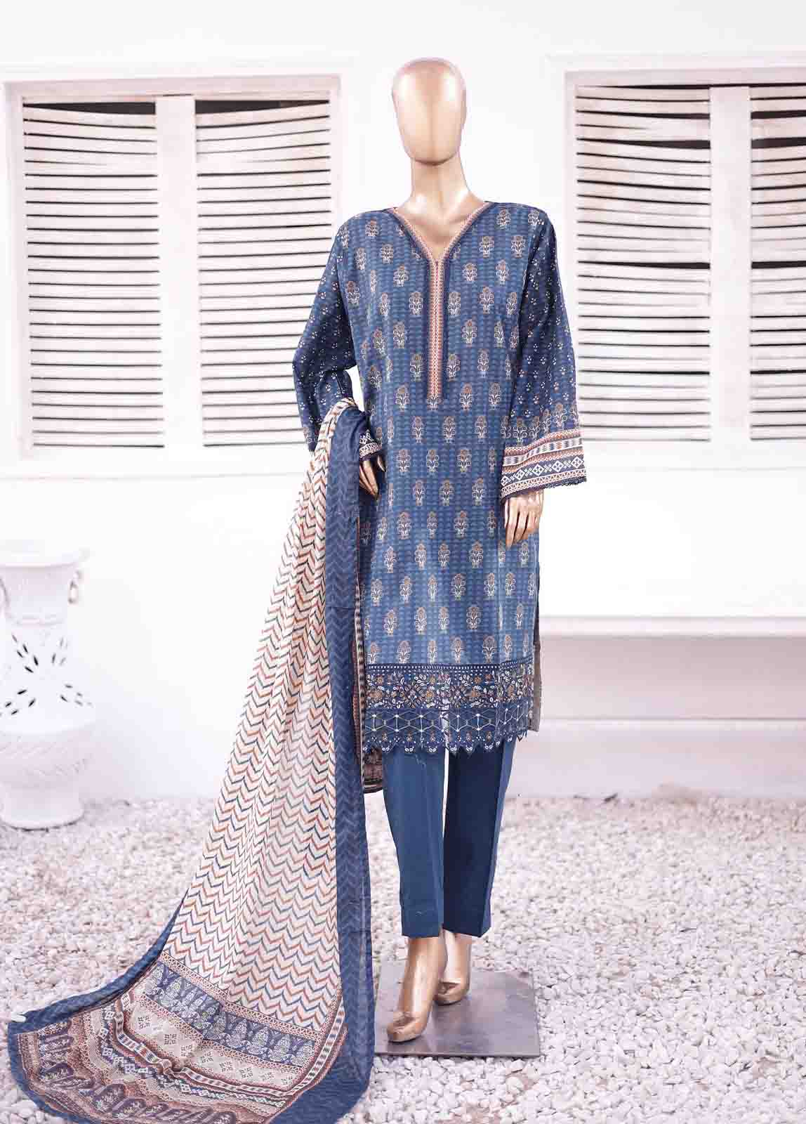 Bin Saeed Fabric - SMEMB-011- 3 Piece Embroidered Stitched Suit