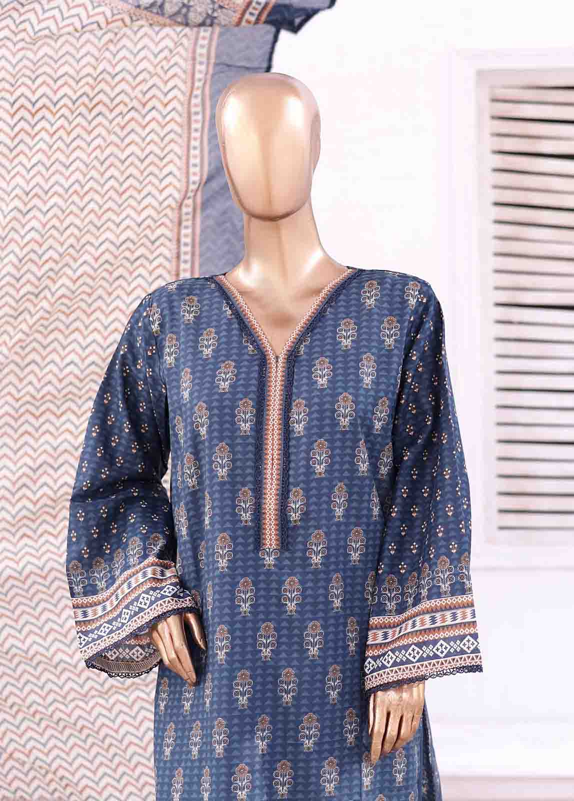 Bin Saeed Fabric - SMEMB-011- 3 Piece Embroidered Stitched Suit