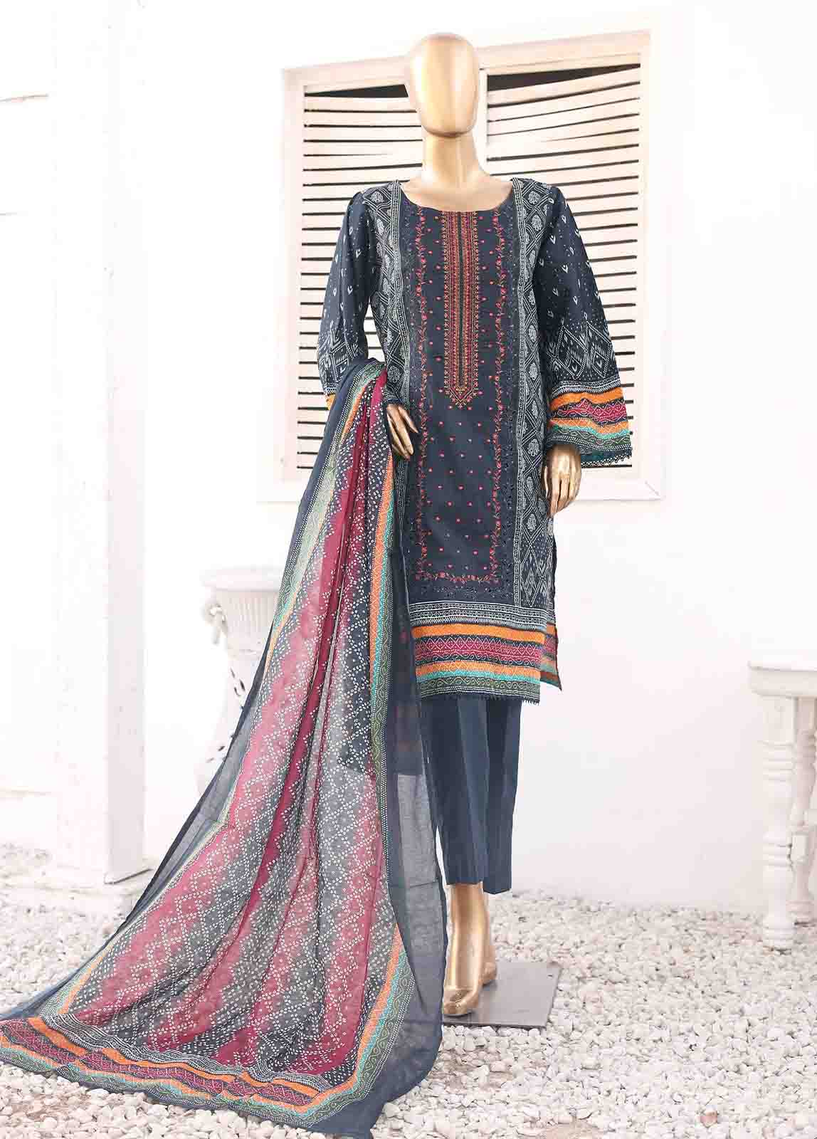 Bin Saeed Fabric - SMEMB-0110- 3 Piece Embroidered Stitched Suit