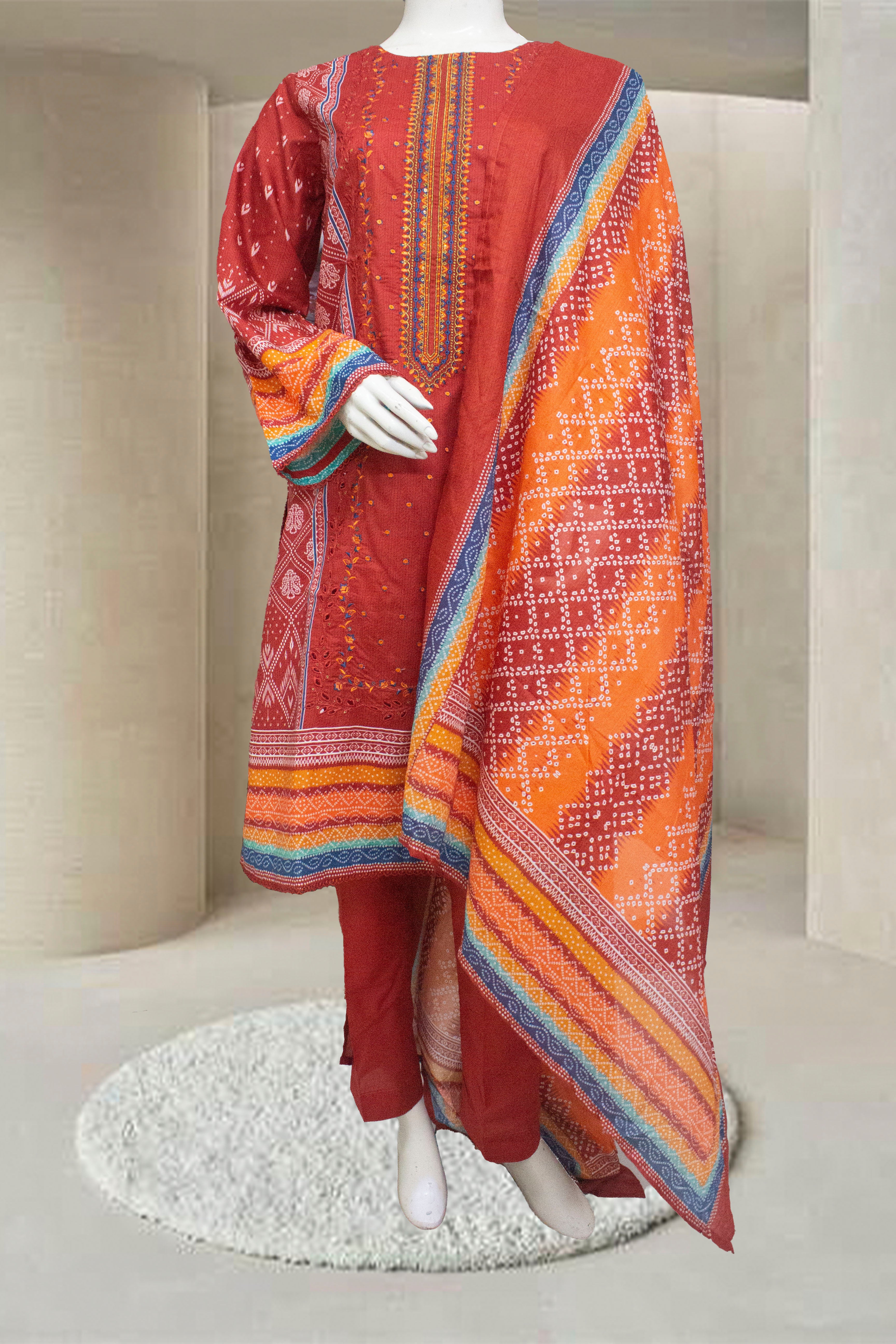 Bin Saeed Fabric - SMEMB-0111- 3 Piece Embroidered Stitched Suit