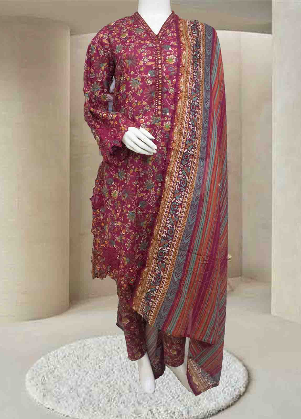 Bin Saeed Fabric - SMEMB-0129- 3 Piece Embroidered Stitched Suit