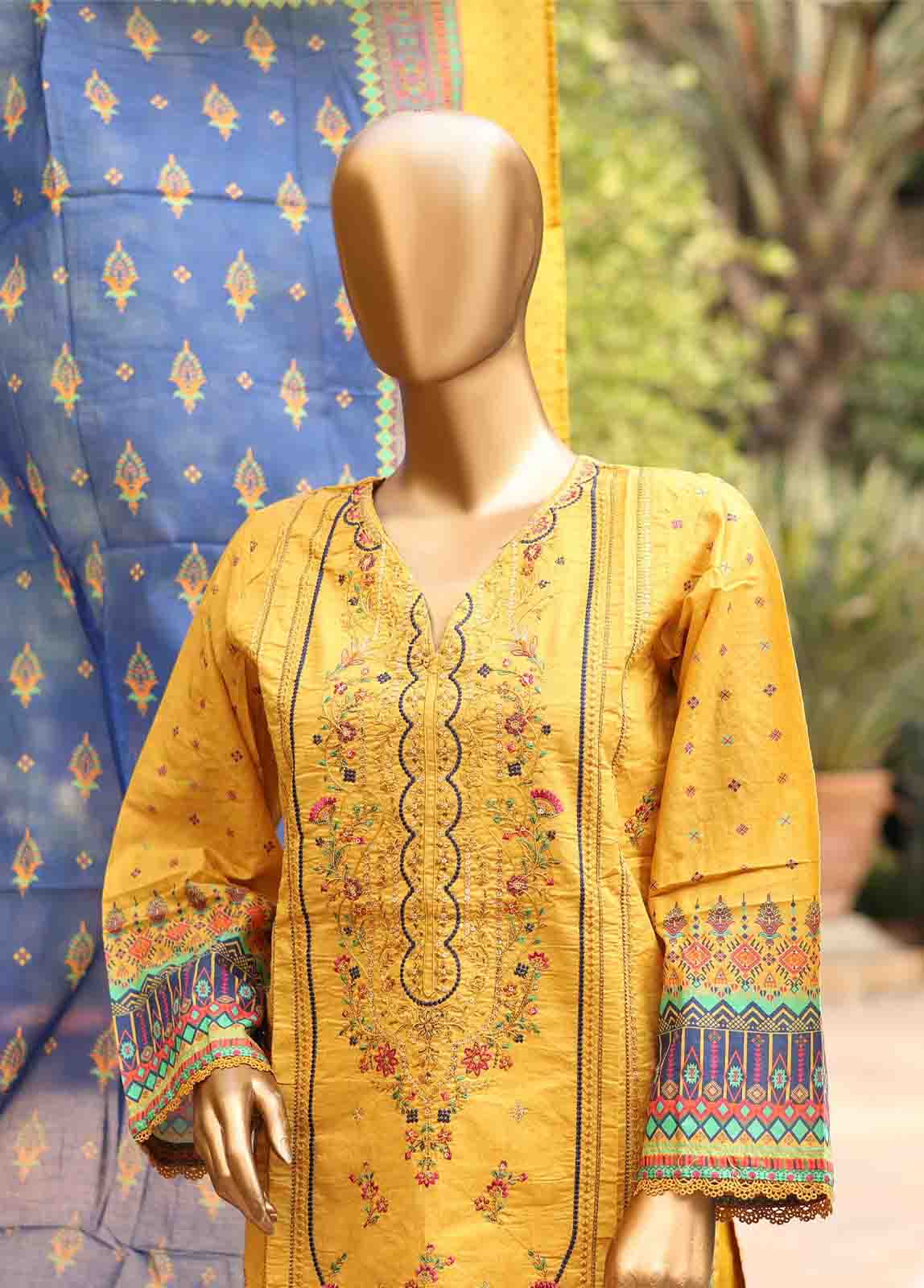 Bin Saeed Fabric - SMEMB-0136- 3 Piece Embroidered Stitched Suit