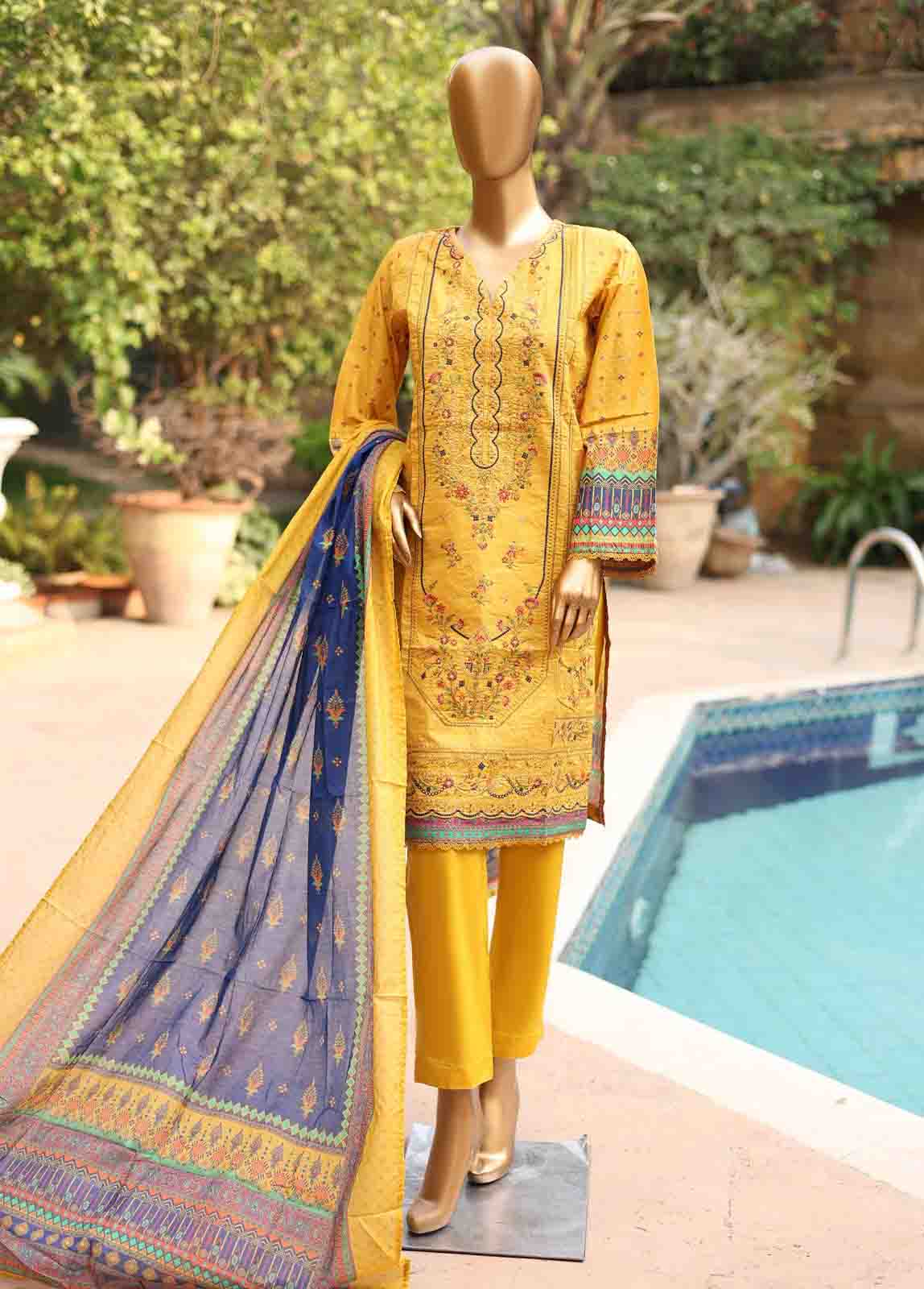 Bin Saeed Fabric - SMEMB-0136- 3 Piece Embroidered Stitched Suit