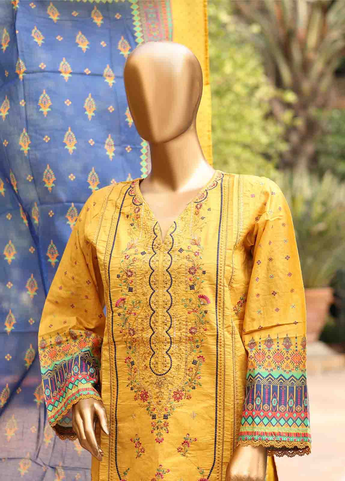 SMEMB-0136- 3 Piece Embroidered Stitched Suit