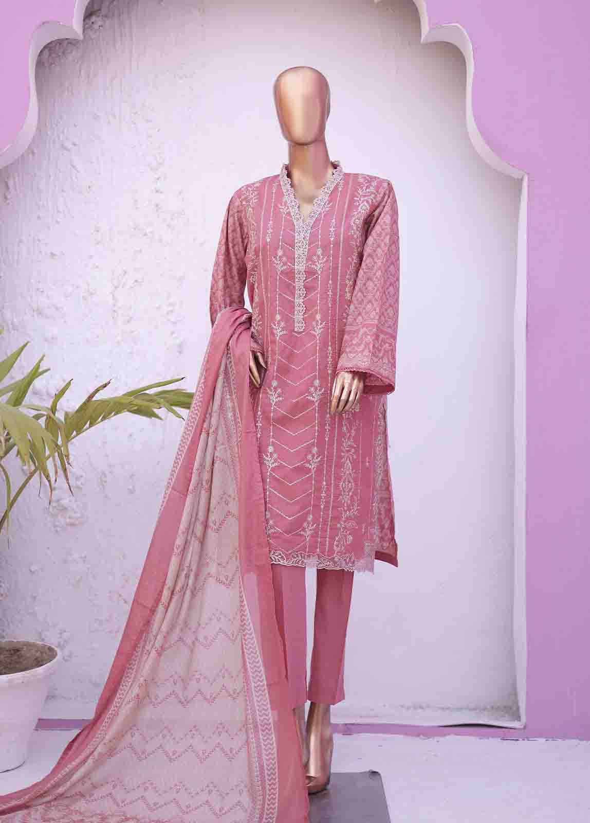 Bin Saeed Fabric - SMEMB-014 B- 3 Piece Embroidered Stitched Suit