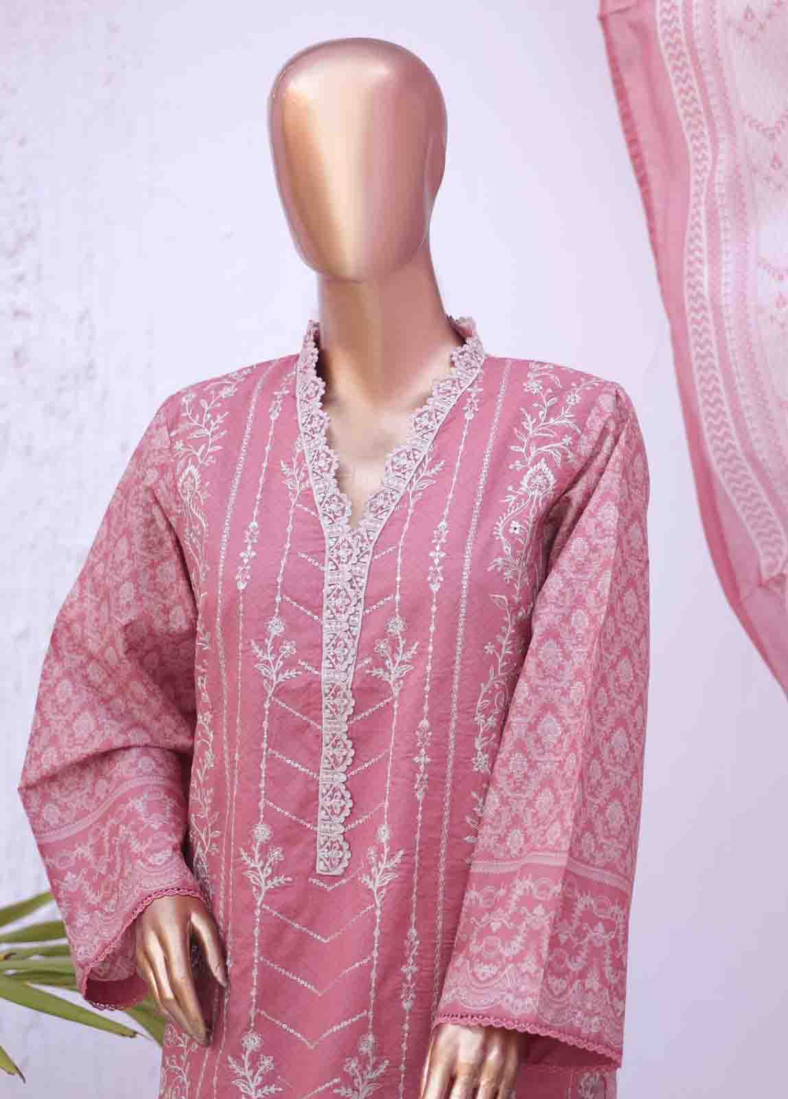 Bin Saeed Fabric - SMEMB-014 B- 3 Piece Embroidered Stitched Suit