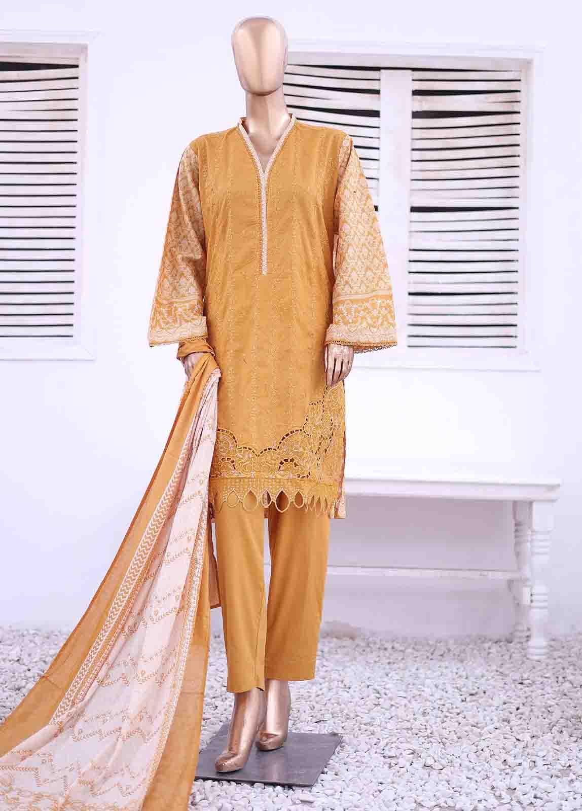 Bin Saeed Fabric - SMEMB-015- 3 Piece Embroidered Stitched Suit