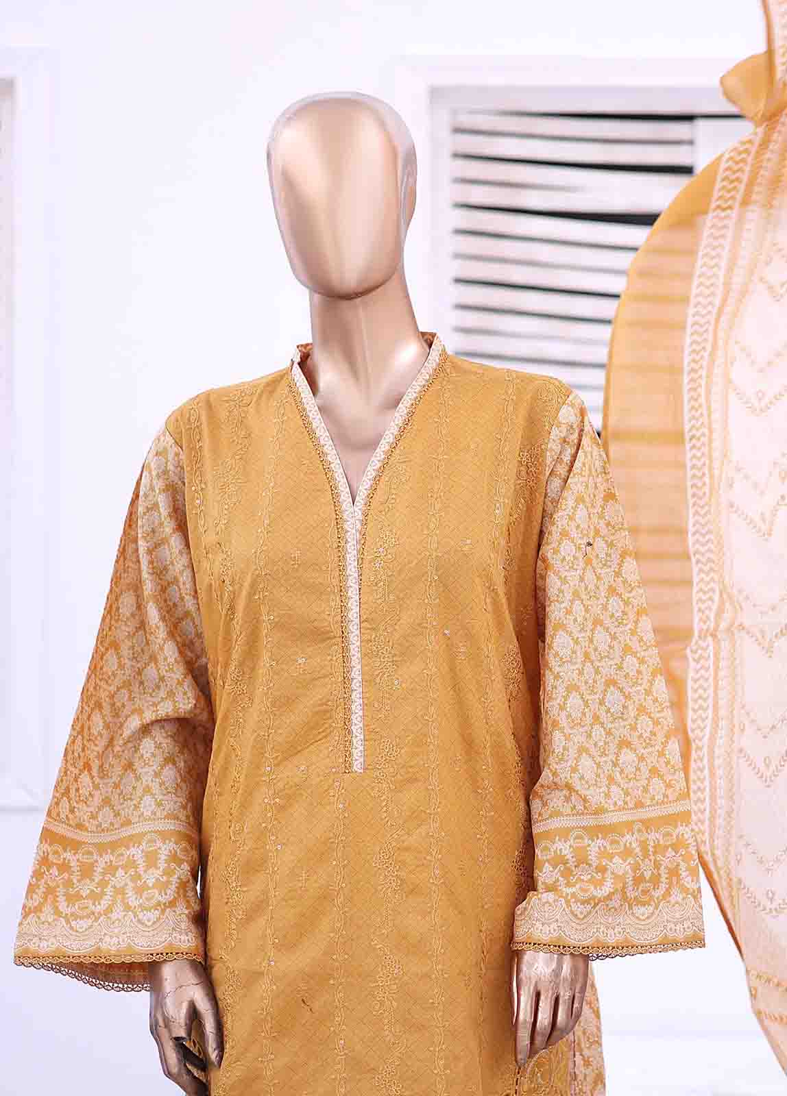 Bin Saeed Fabric - SMEMB-015- 3 Piece Embroidered Stitched Suit