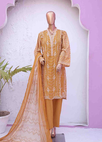 Bin Saeed Fabric - SMEMB-015 B- 3 Piece Embroidered Stitched Suit