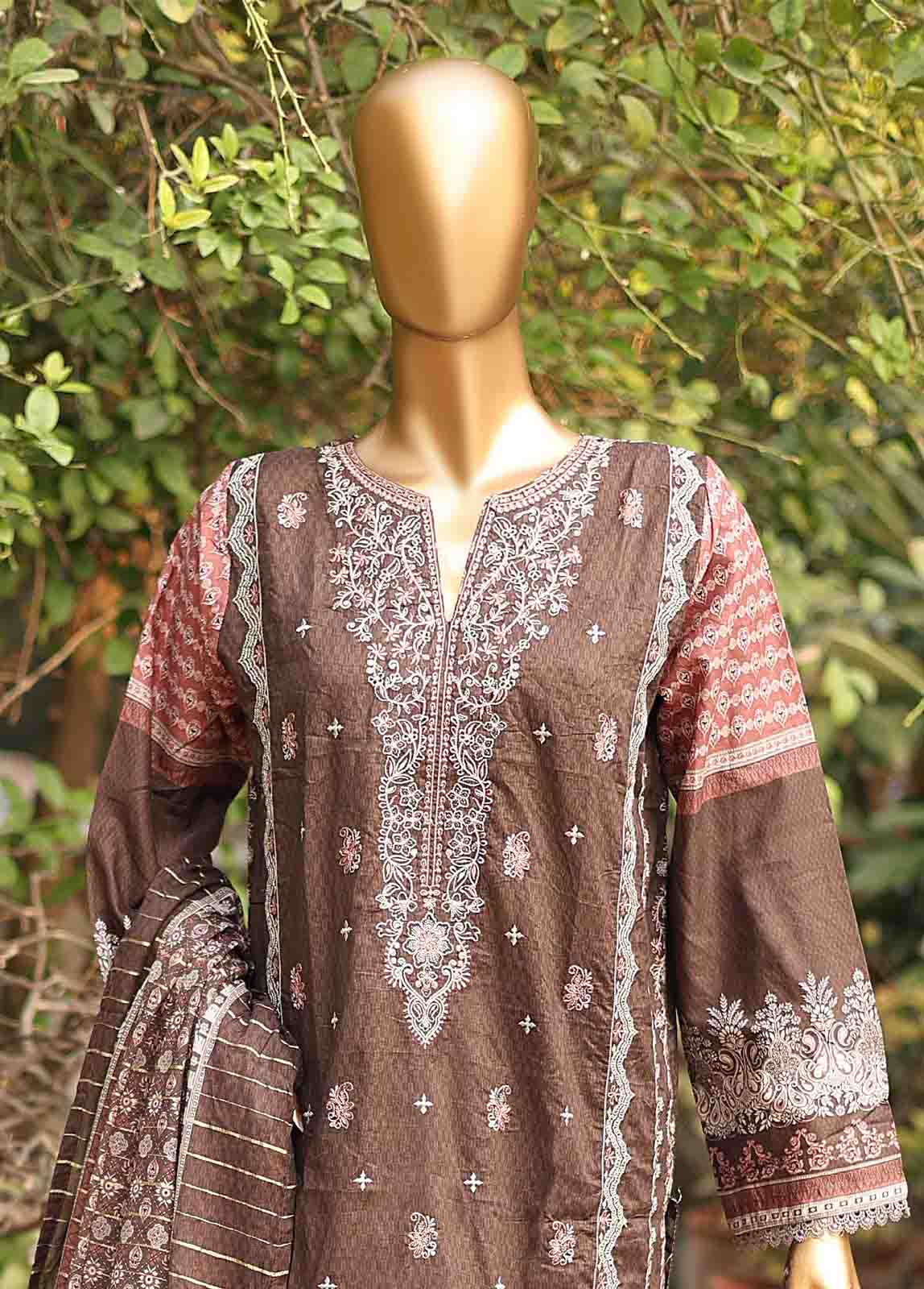 Bin Saeed Fabric - SMEMB-0175- 3 Piece Embroidered Stitched Suit