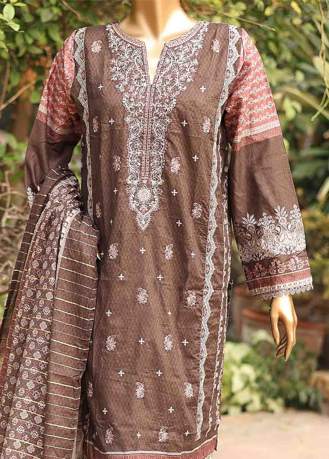 Bin Saeed Fabric - SMEMB-0175- 3 Piece Embroidered Stitched Suit