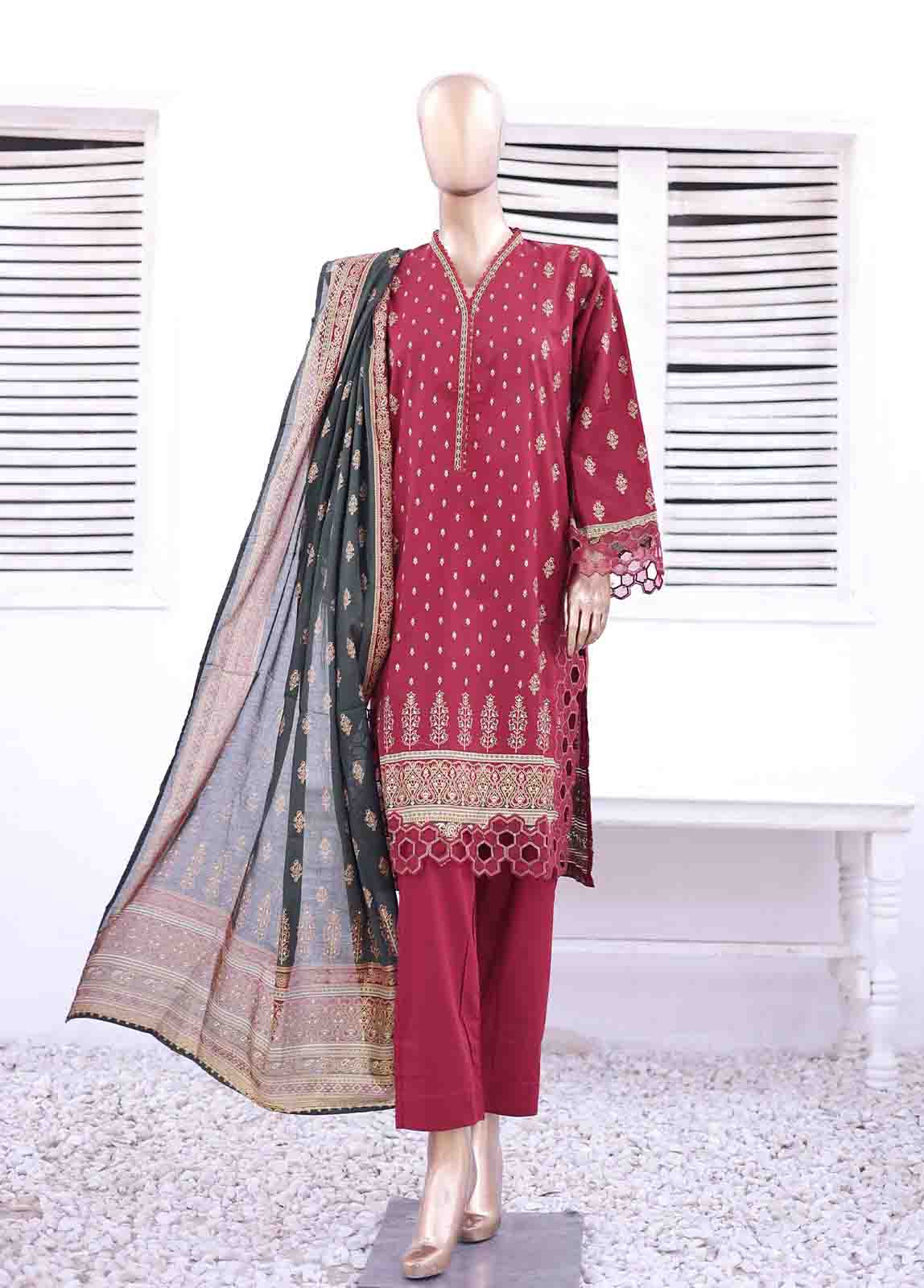 Bin Saeed Fabric - SMEMB-018- 3 Piece Embroidered Stitched Suit