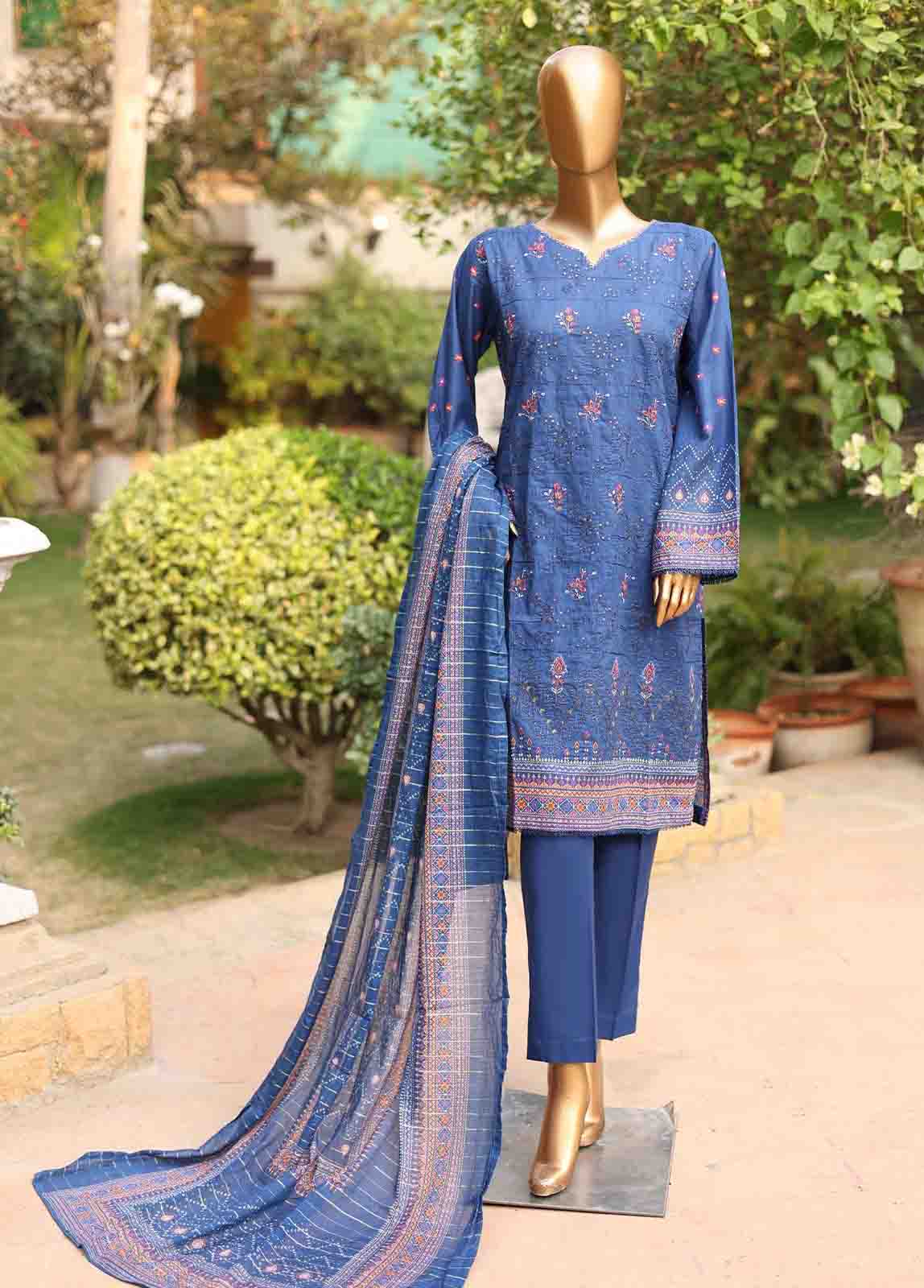 Bin Saeed Fabric - SMEMB-0187- 3 Piece Embroidered Stitched Suit