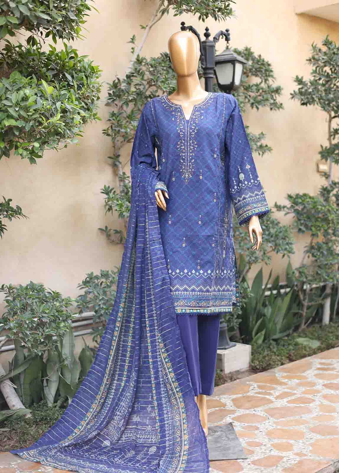 Bin Saeed Fabric - SMEMB-0196- 3 Piece Embroidered Stitched Suit
