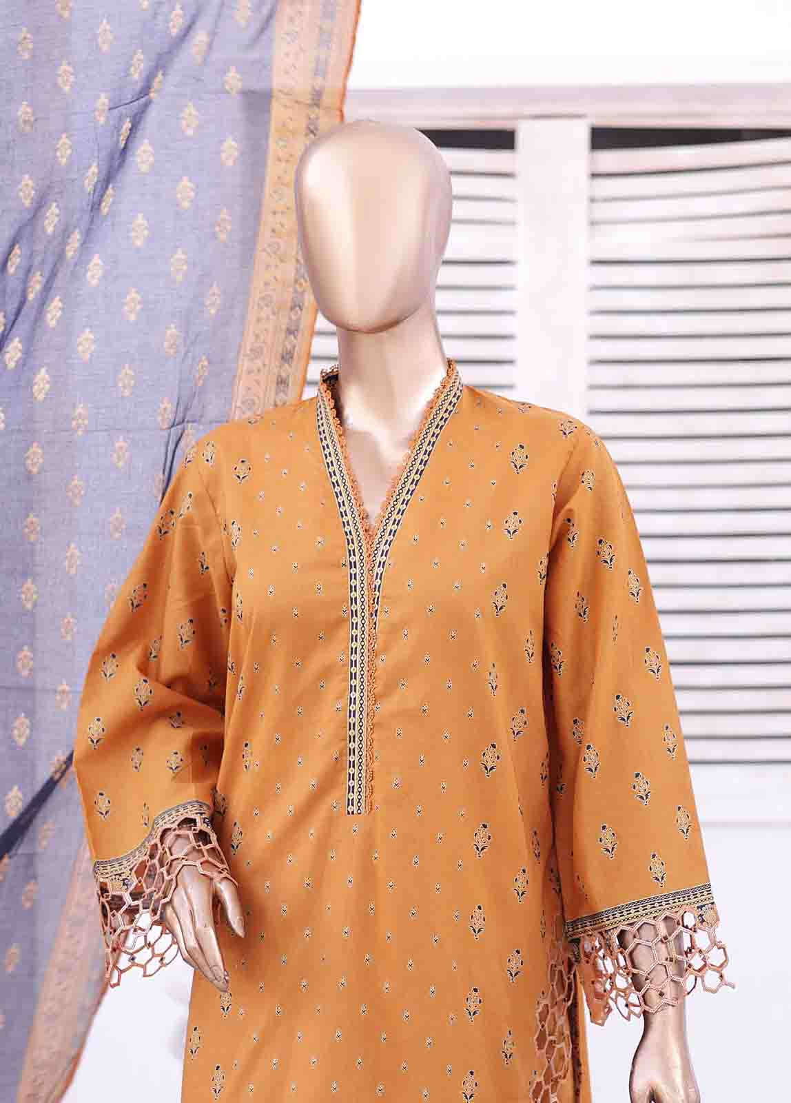 Bin Saeed Fabric - SMEMB-023- 3 Piece Embroidered Stitched Suit