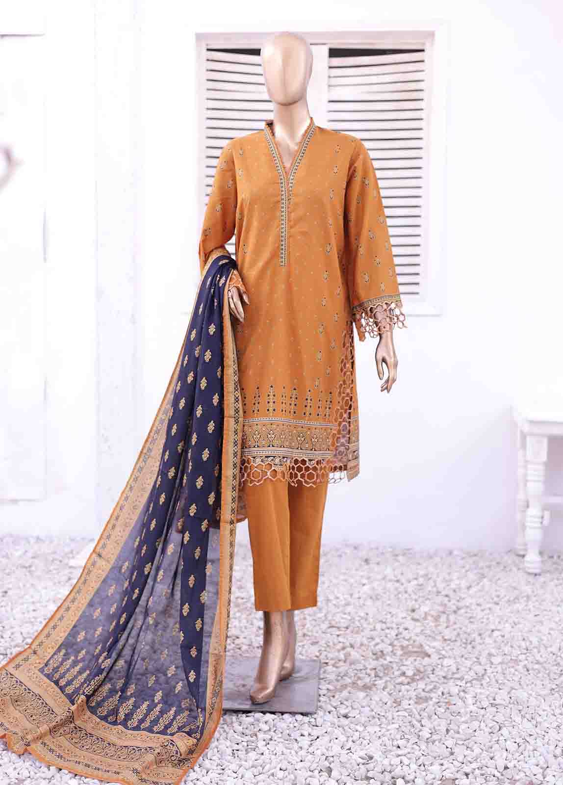 Bin Saeed Fabric - SMEMB-023- 3 Piece Embroidered Stitched Suit