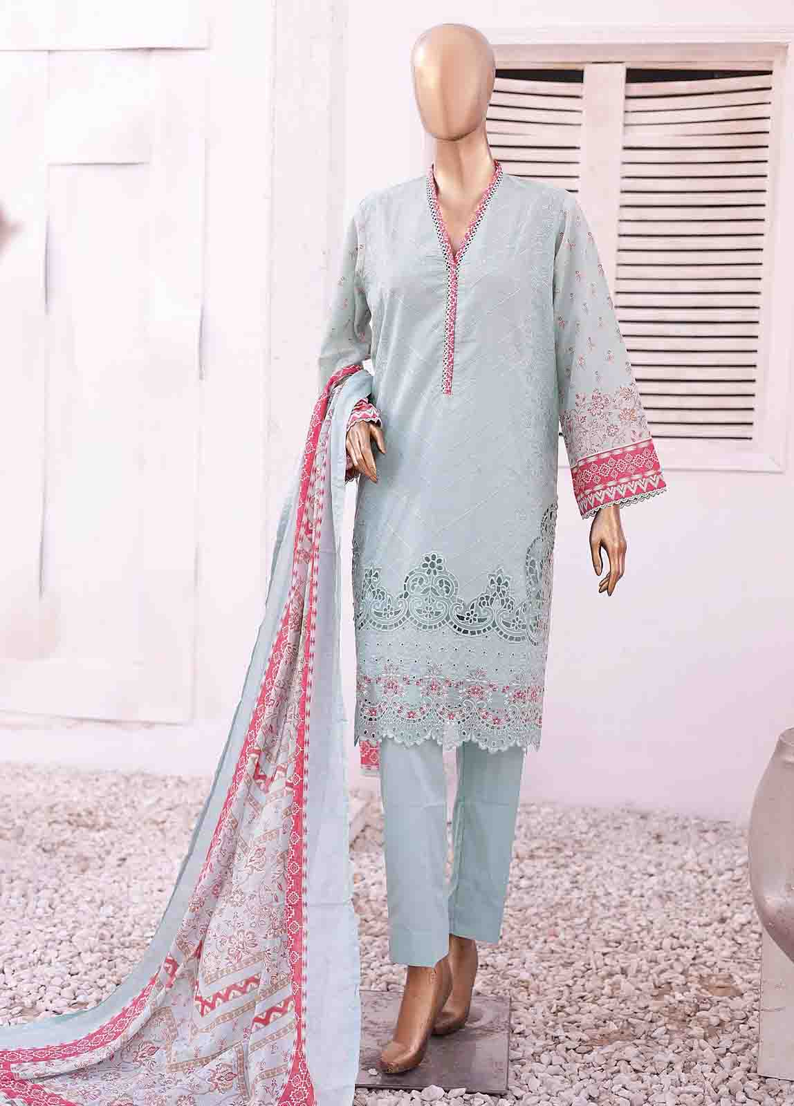 Bin Saeed Fabric - SMEMB-02 B- 3 Piece Embroidered Stitched Suit