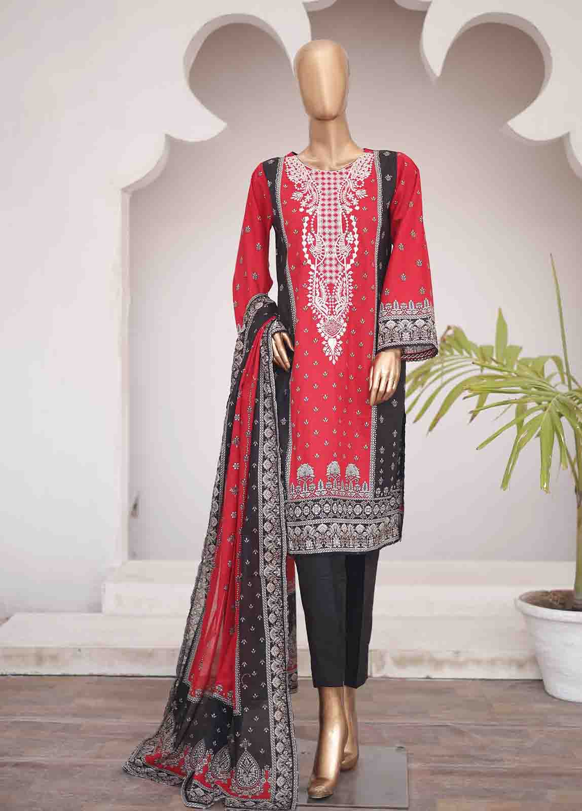 Bin Saeed Fabric - SMEMB-0343- 3 Piece Embroidered Stitched Suit