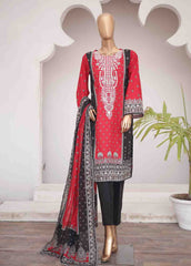 SMEMB-0343- 3 Piece Embroidered Stitched Suit