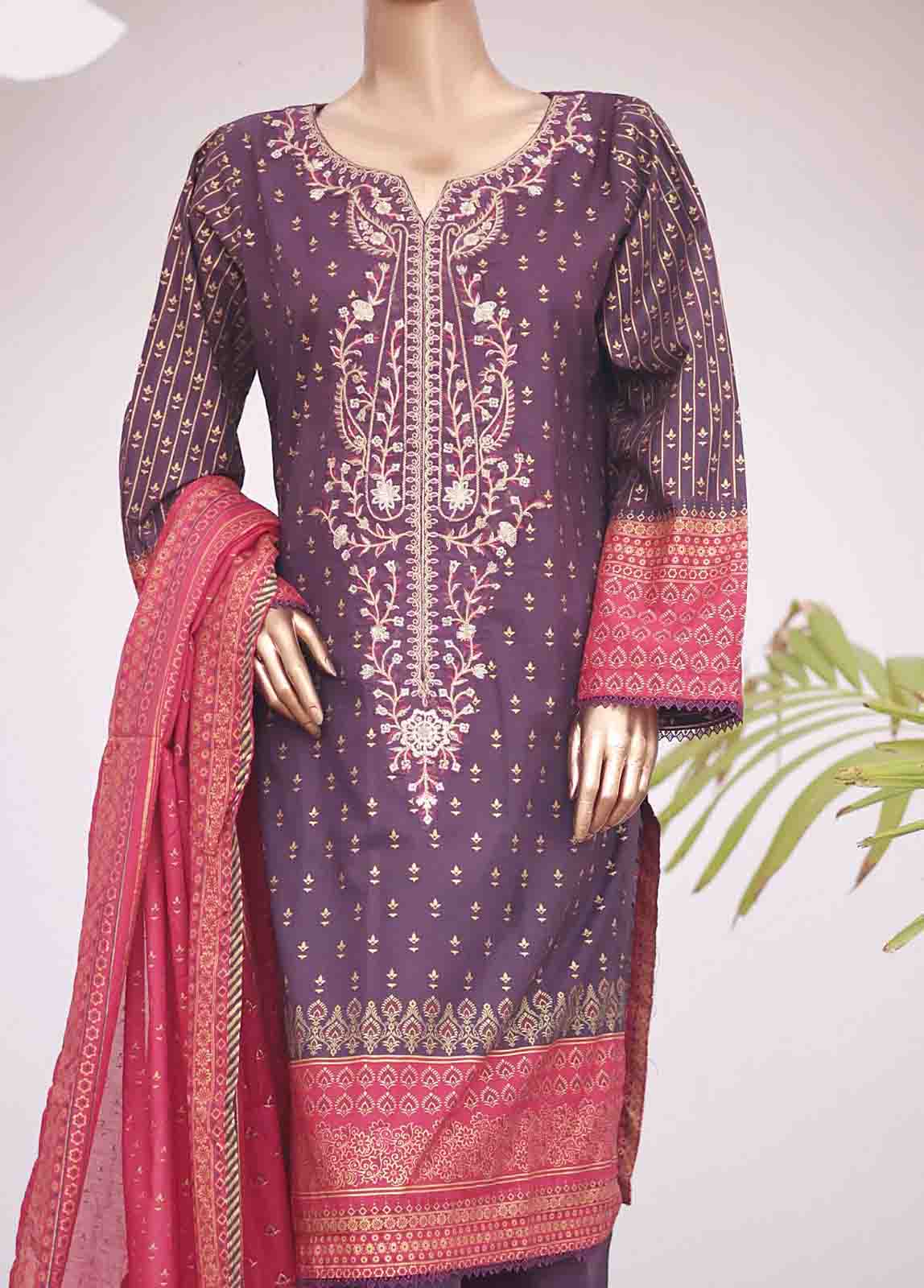 Bin Saeed Fabric - SMEMB-0349- 3 Piece Embroidered Stitched Suit