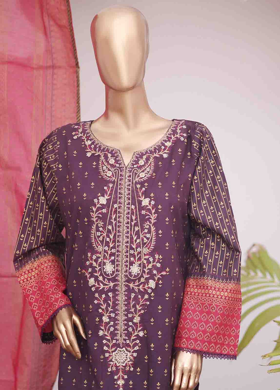 Bin Saeed Fabric - SMEMB-0349- 3 Piece Embroidered Stitched Suit