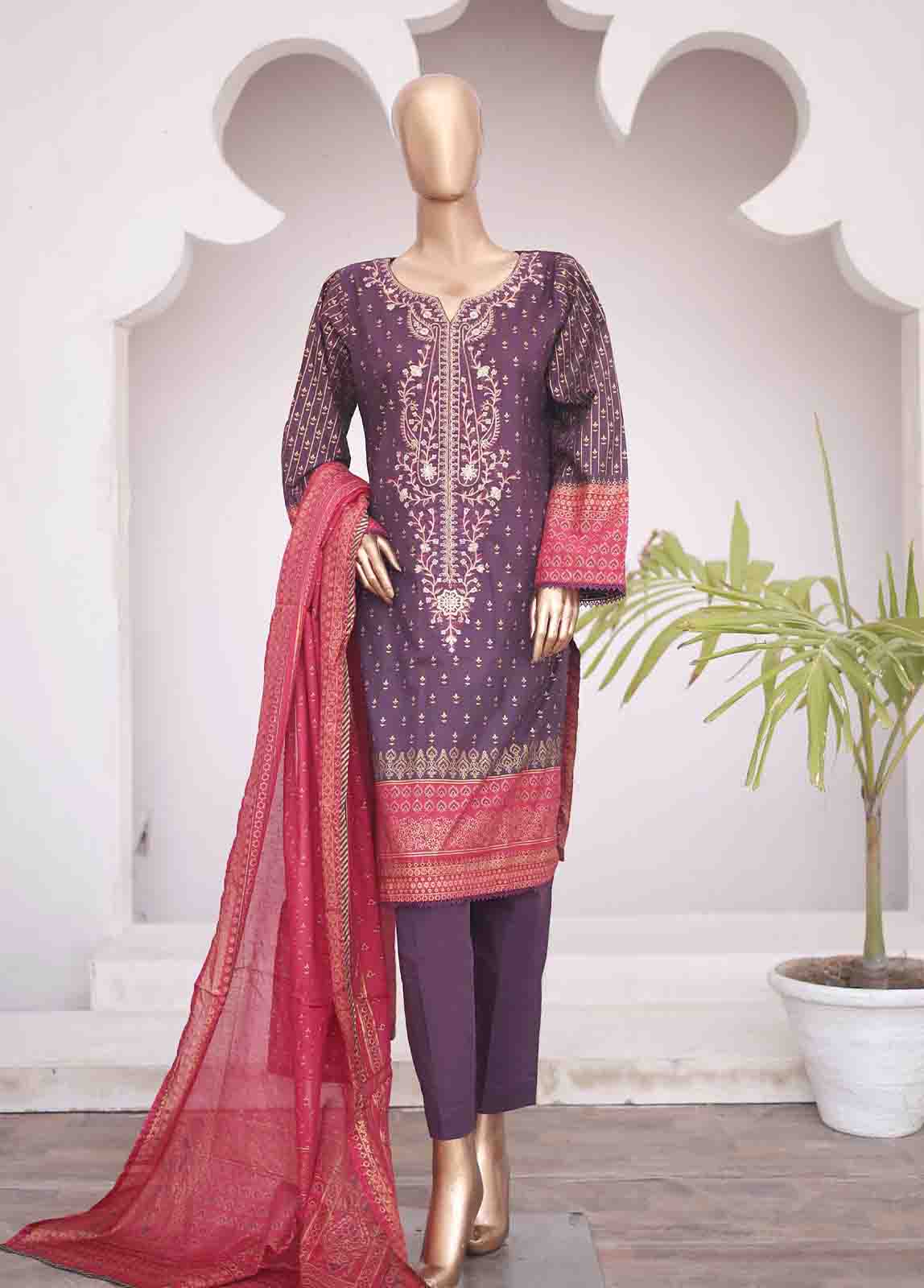Bin Saeed Fabric - SMEMB-0349- 3 Piece Embroidered Stitched Suit