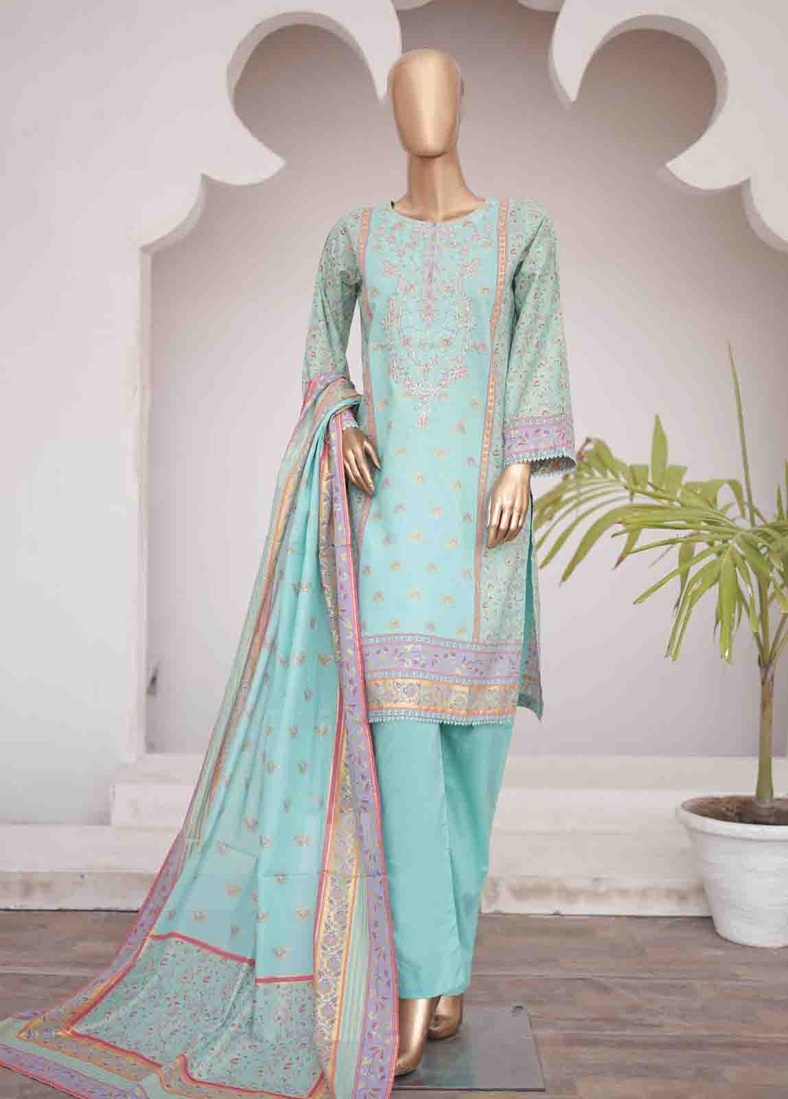 Bin Saeed Fabric - SMEMB-0351- 3 Piece Embroidered Stitched Suit
