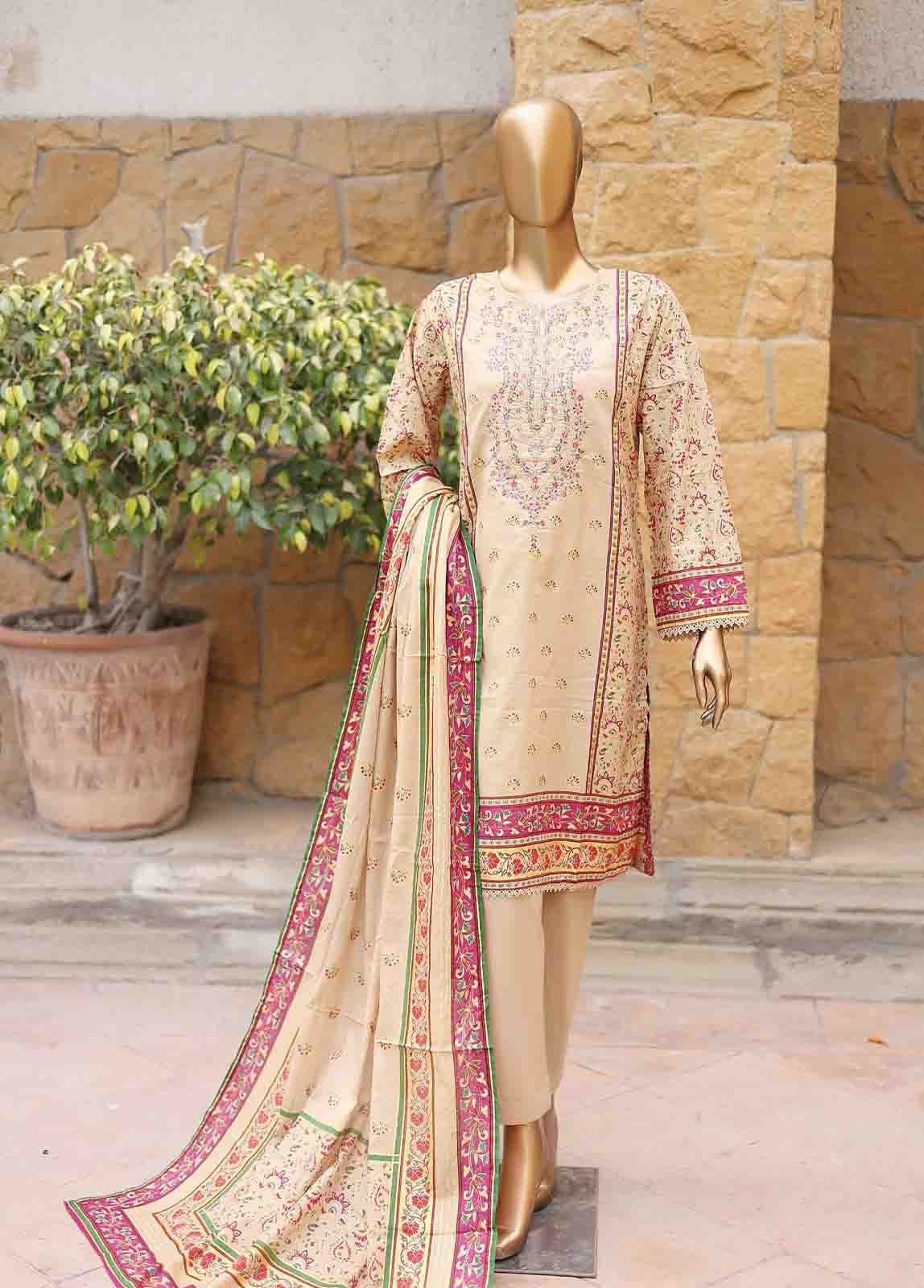 Bin Saeed Fabric - SMEMB-0352- 3 Piece Embroidered Stitched Suit
