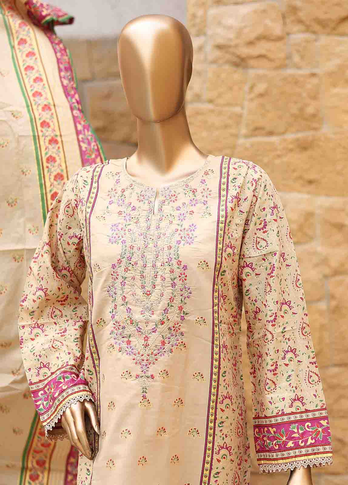 Bin Saeed Fabric - SMEMB-0352- 3 Piece Embroidered Stitched Suit