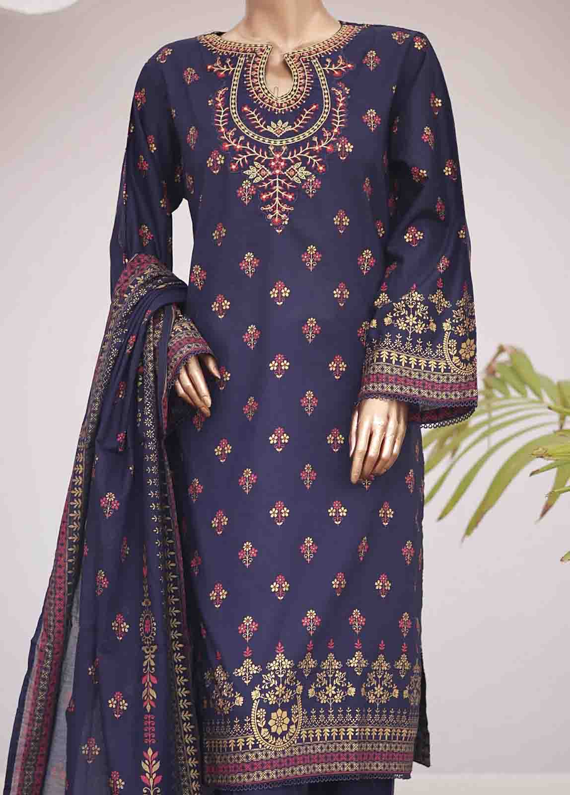 Bin Saeed Fabric - SMEMB-0353- 3 Piece Embroidered Stitched Suit