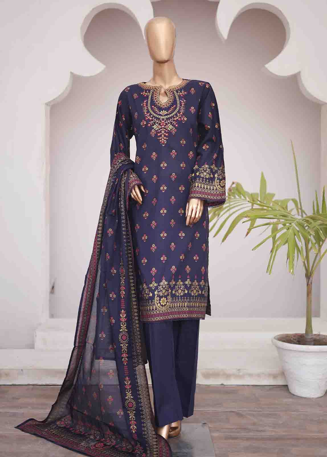 Bin Saeed Fabric - SMEMB-0353- 3 Piece Embroidered Stitched Suit