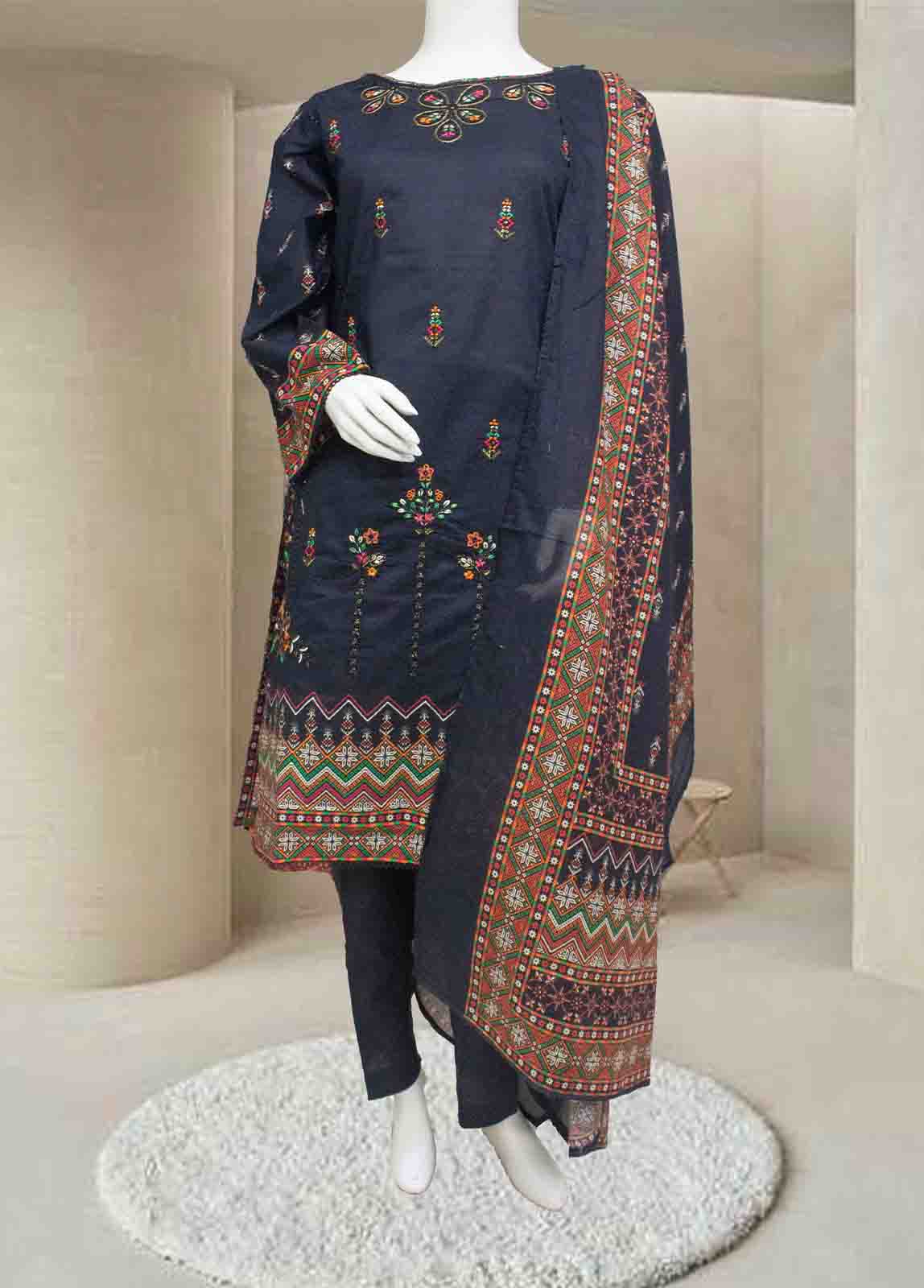 Bin Saeed Fabric - SMEMB-0649- 3 Piece Embroidered Stitched Suit