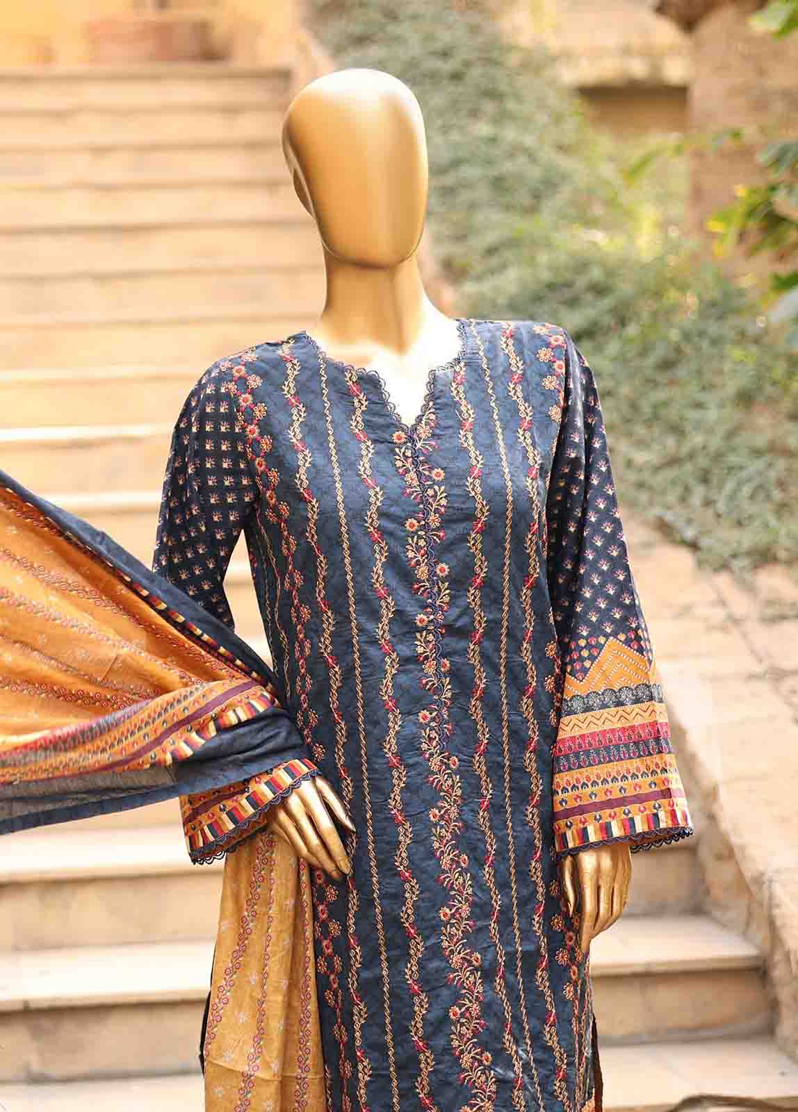 Bin Saeed Fabric - SMEMB-0650- 3 Piece Embroidered Stitched Suit