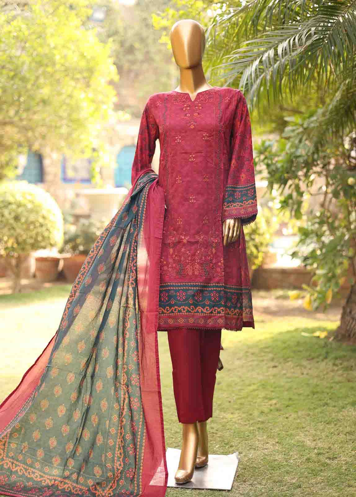 Bin Saeed Fabric - SMEMB-0652- 3 Piece Embroidered Stitched Suit