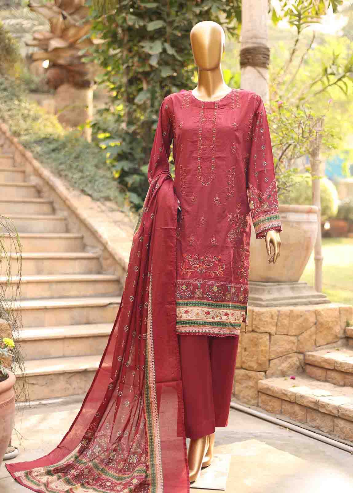 Bin Saeed Fabric - SMEMB-0653- 3 Piece Embroidered Stitched Suit