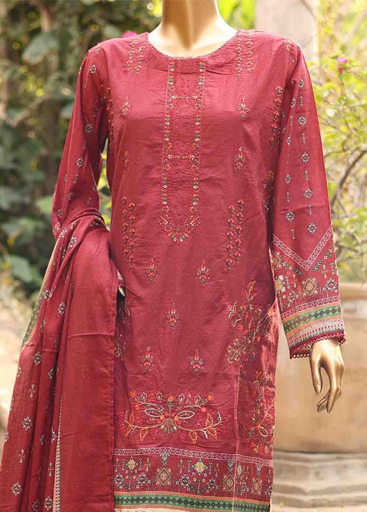 SMEMB-0653- 3 Piece Embroidered Stitched Suit