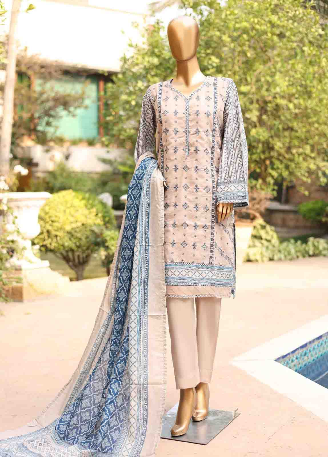 Bin Saeed Fabric - SMEMB-0655- 3 Piece Embroidered Stitched Suit
