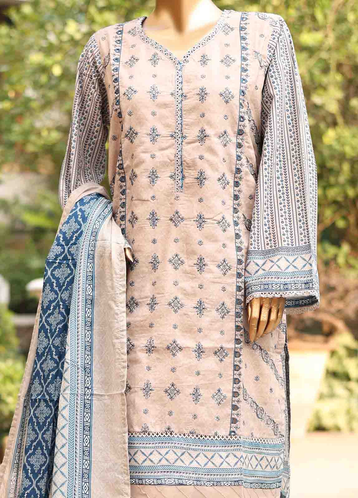 Bin Saeed Fabric - SMEMB-0655- 3 Piece Embroidered Stitched Suit
