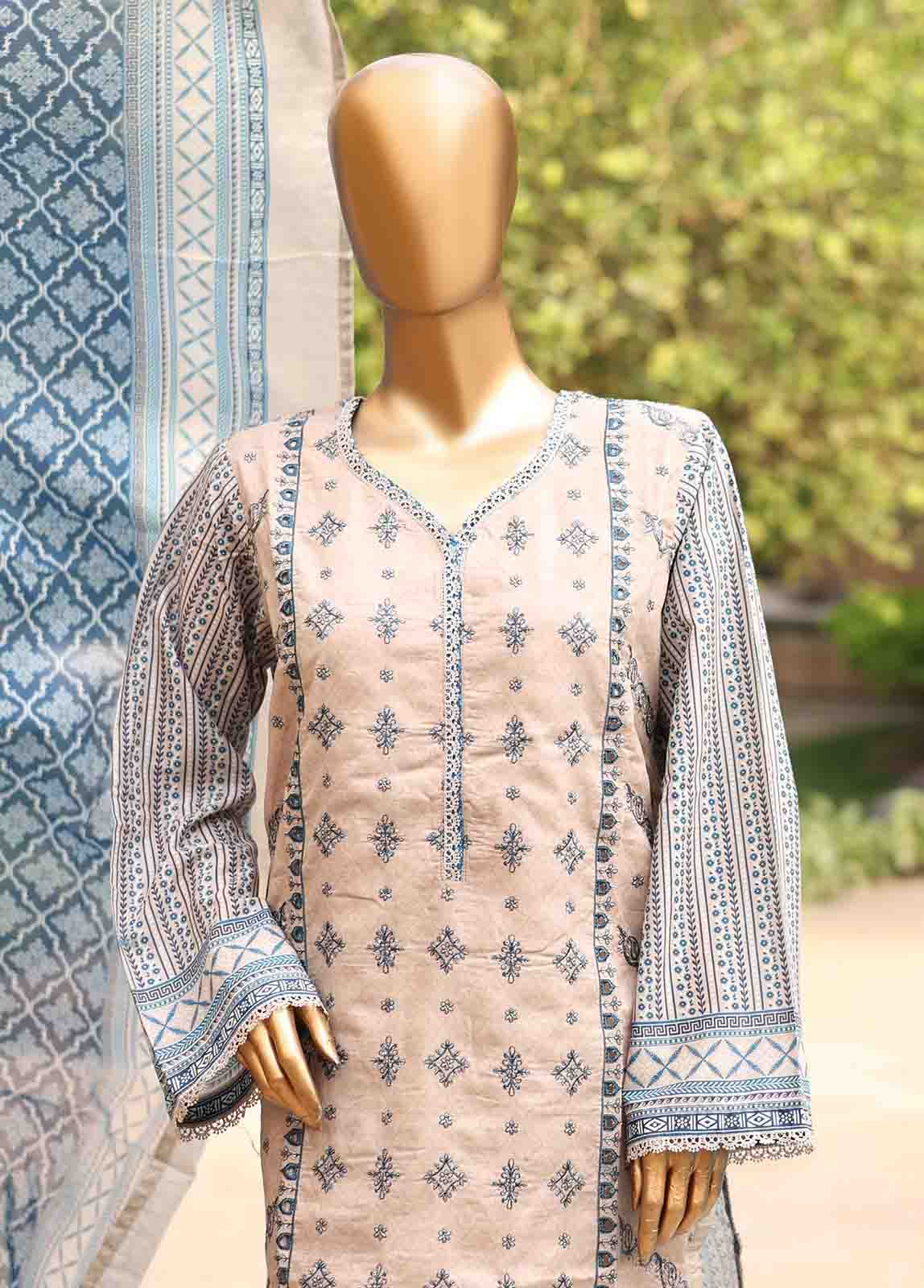 Bin Saeed Fabric - SMEMB-0655- 3 Piece Embroidered Stitched Suit