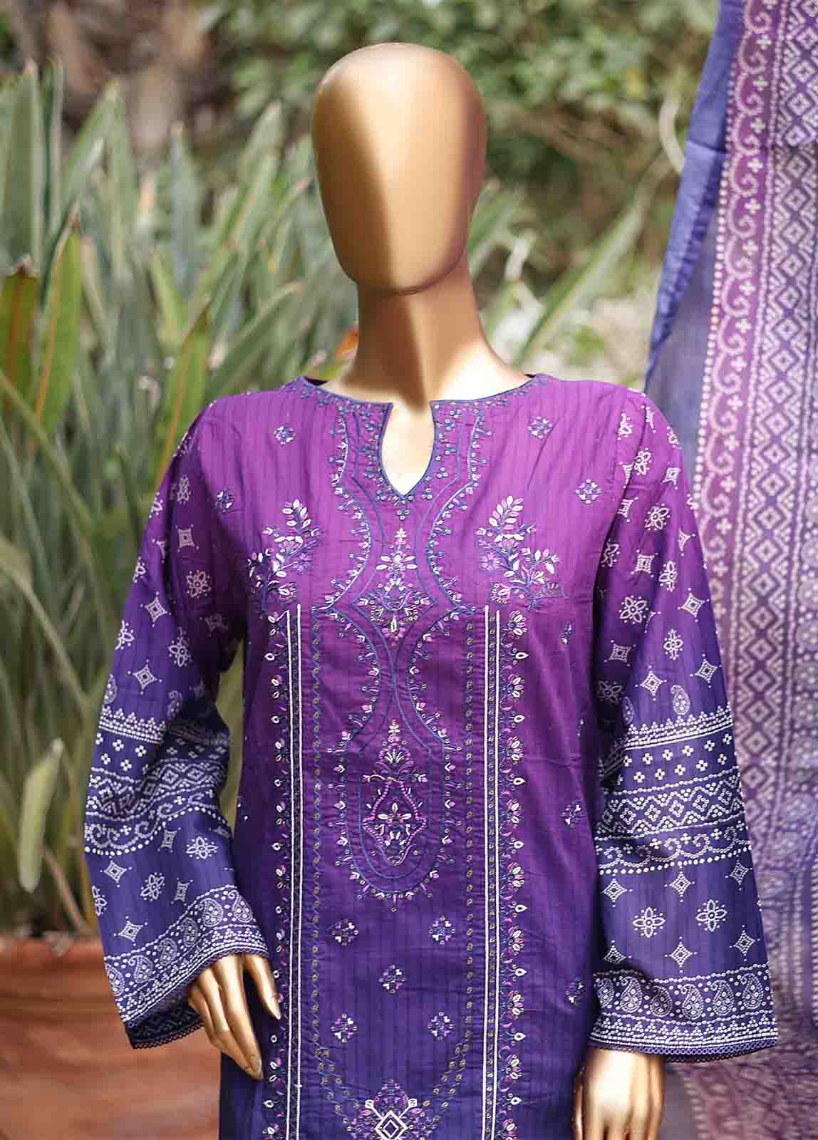 Bin Saeed Fabric - SMEMB-0656- 3 Piece Embroidered Stitched Suit