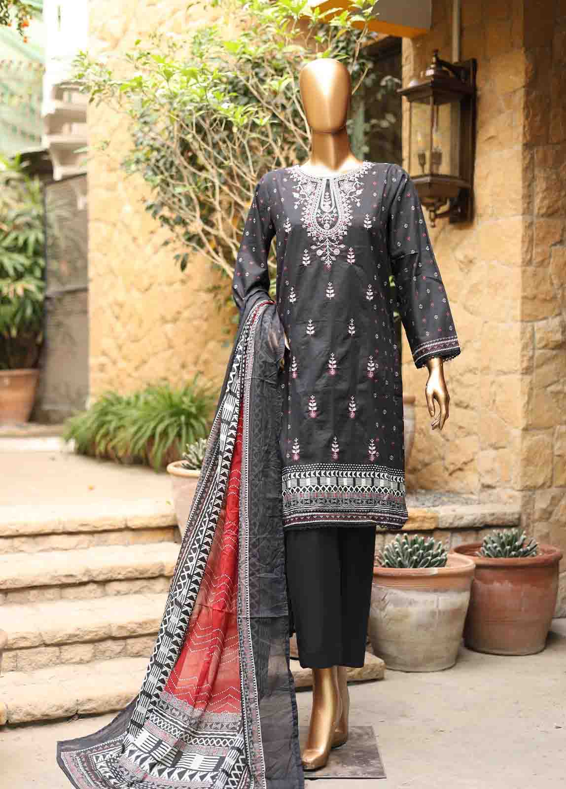 Bin Saeed Fabric - SMEMB-0660- 3 Piece Embroidered Stitched Suit