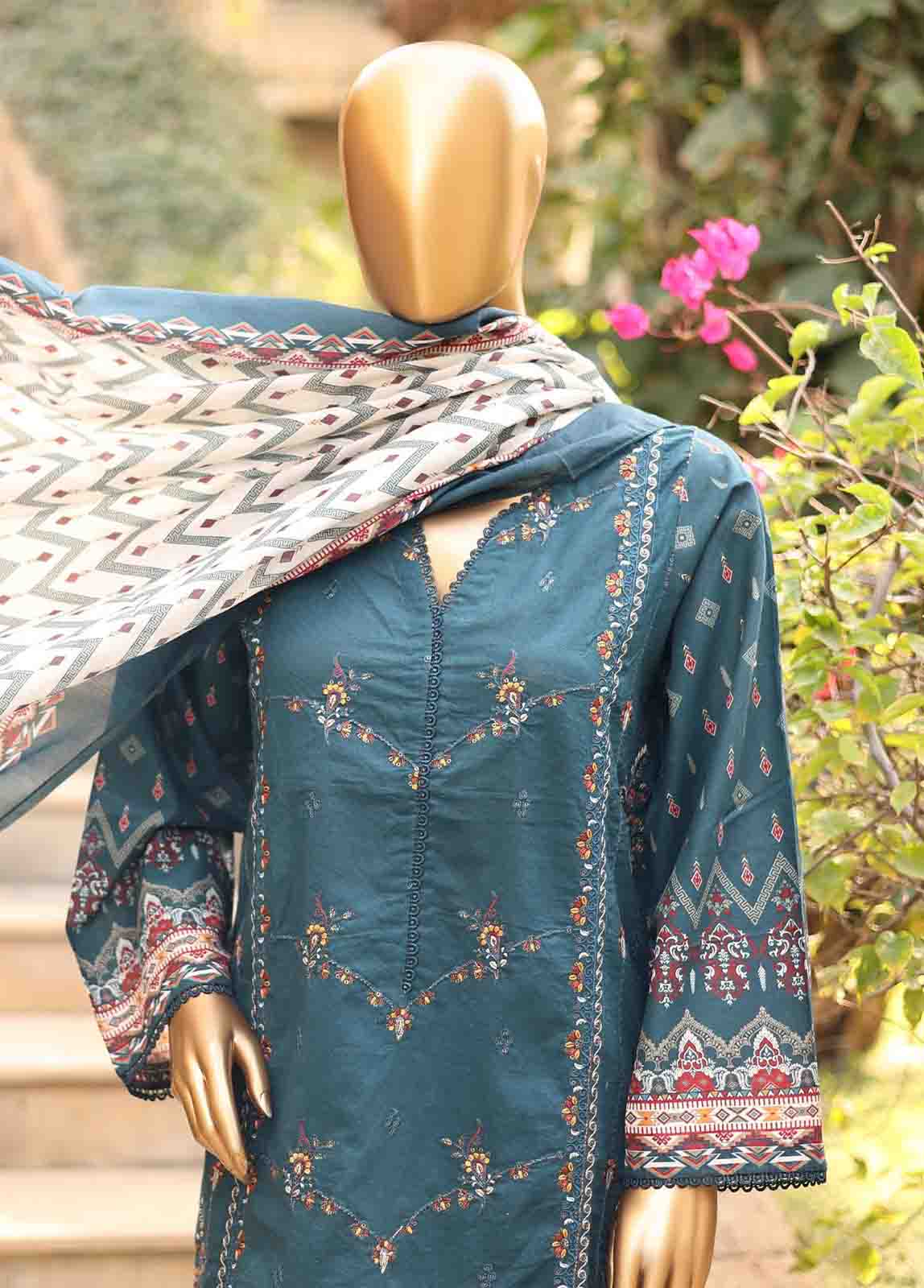 Bin Saeed Fabric - SMEMB-0661- 3 Piece Embroidered Stitched Suit